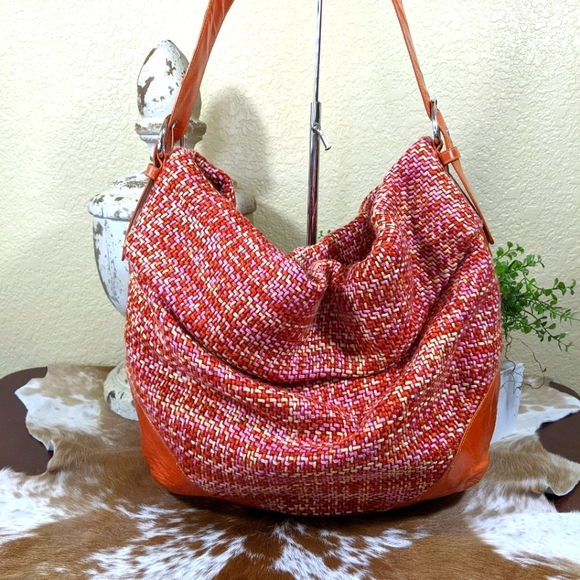Jana Feifer Orange Pink Tweed Hobo Shoulder Bag - Picture 2 of 12